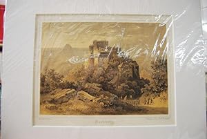 Rechberg. Lithographie nach Robert Stieler. Ansicht vom Kirchberg auf die Ruine im Hintergrund de...