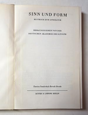 Sinn und Form. Beiträge zur Literatur.