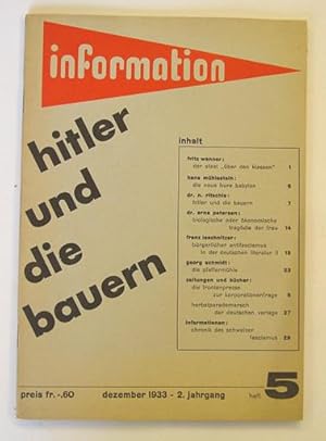 Bild des Verkufers fr Information. Wirtschaft - Wissenschaft - Erziehung - Technik - Kunst. (2. Jg., Heft 5). zum Verkauf von antiquariat peter petrej - Bibliopolium AG