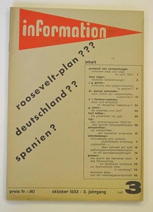 Bild des Verkufers fr Information. Wirtschaft - Wissenschaft - Erziehung - Technik - Kunst. (2. Jg., Heft 3). zum Verkauf von antiquariat peter petrej - Bibliopolium AG