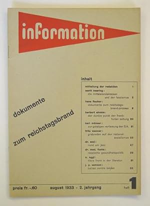 Bild des Verkufers fr Information. Wirtschaft - Wissenschaft - Erziehung - Technik - Kunst. (2. Jg., Heft 1). zum Verkauf von antiquariat peter petrej - Bibliopolium AG