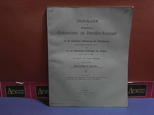 Bild des Verkufers fr Pessimismus und Christenthum (= Beilage zum Programm des Kniglichen Gymnasiums zu Dresden-Neustadt). zum Verkauf von Antiquariat Deinbacher