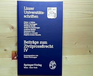 Bild des Verkufers fr Beitrge zum Zivilprozerecht IV. (= Linzer Universittsschriften). zum Verkauf von Antiquariat Deinbacher