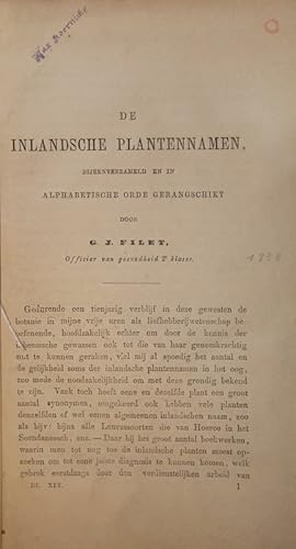 Seller image for De inlandsche Plantennamen, bijeenverzameld en in alphabetische orde gerangschikt. for sale by Antiquariat  Braun