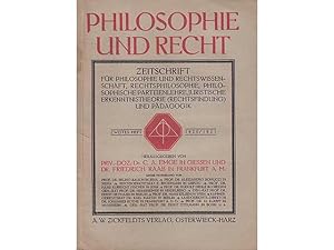 Philosophie und Recht. Erstes Heft 1920/1921 und Zweites Heft 1920/1921