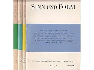 Bild des Verkufers fr Konvolut Sinn und Form. Beitrge zur Literatur". 4 Titel. 1.) Heft 2/1977 (Mrz/April), darin u. a. Gedichte aus Chile, Ludwig Renn: Bericht; Gesprch mit Wilhelm Girnus; Wieland Frster: Ein Portrt; Unverffentlichte Briefe zwischen Rainer Maria Rilke und Rolf Freiherr von Ungern-Sternberg; Werner Mittenzwei: Der Realismus-Streit um Brecht (III); Wilhelm Girnus: Deutsche Klassik und Literarische Tradition. 2.) Heft 1/1982 (Januar/Februar), darin u. a. Gesprch mit Ernesto Cardenal; Stephan Hermlin: Fr Lew Ginsburg; Juri Trifonow: Drei Geschichten von sieben; Wieland Frster: Albrecht und der Vorsatz zur Freude; Richard Christ: Aus dem Pakistanischen Tagebuch; Helmut Baierl: Meine drei Brigaden; Heinz Knobloch: Der Dichter ist ein Mensch; Rainer Kirsch: Der geschenkte Tag oder Der kleine lila Nebel; Wilhem Girnus: Auf Leben und Tod. 3.) Heft 5/1982 (September/Oktober), darin u. a. Konrad Wolf: Aus dem Kriegstagebuch des Siebzehnjhrign; Konrad Wolf zum Gedenken (Sergej Gerassimow, W zum Verkauf von Agrotinas VersandHandel