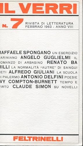 IL ROMANZO DI ARBASINO - Sul numero 7 - 1963 -. (pagine 17-26) della rivfsta IL VERRI diretto da ...