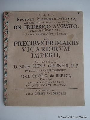 Dissertatio Juris Publici de Precibus Primariis Vicariorum Imperii.