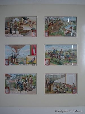 Liebig-Bilder-Serie. "Die Brieftaube". 6 Bilder. Chromolithographien. Größe: ca. 7 x 11 cm.