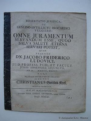 Dissertatio Iuridica, De genuino intellectu brocardici vulgaris: Omne iuramentum servandum esse, ...