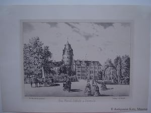 "Das Fürstl. Schloss in Detmold" - Lithographie mit Tonplatte. Gezeichnet und lithographiert von ...