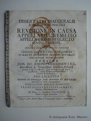 Dissertatio inauguralis juris publico-practici de revisione in causa appellabili, remedio appella...