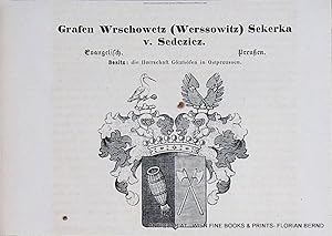 WRSCHOWETZ (WERSSOWITZ) SEKERKA v. SEDCZICZ - Grafen Wrschowetz (Werssowitz) Sekerka v. Sedczicz