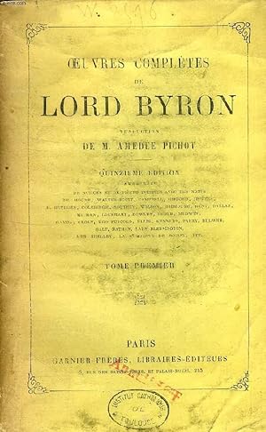 Bild des Verkufers fr OEUVRES COMPLETES DE LORD BYRON, TOME I zum Verkauf von Le-Livre