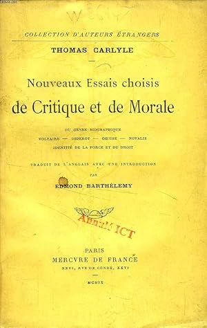 Bild des Verkufers fr NOUVEAUX ESSAIS CHOISIS DE CRITIQUE ET DE MORALE zum Verkauf von Le-Livre