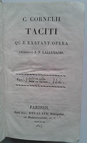 Bild des Verkufers fr C. Cornelii TACITI quae Exstant Opera zum Verkauf von Liseronsblancs