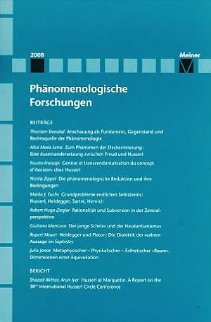 Image du vendeur pour Phnomenologische Forschungen Band 2008. Unter Mitwirkung von Julia Jonas. mis en vente par Fundus-Online GbR Borkert Schwarz Zerfa