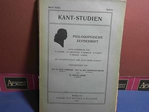 Bild des Verkufers fr Kant-Studien. Philosophische Zeitschrift Band XXIII, Heft 4. zum Verkauf von Antiquariat Deinbacher