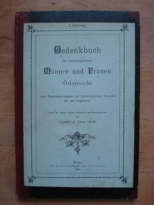 Bild des Verkufers fr Gedenkbuch der hervorragendsten Mnner und Frauen sterreichs vom Regierungsbeginne der Habsburgischen Dynastie bis zur Gegenwart - 1. Lieferung zum Verkauf von Antiquariat Birgit Gerl