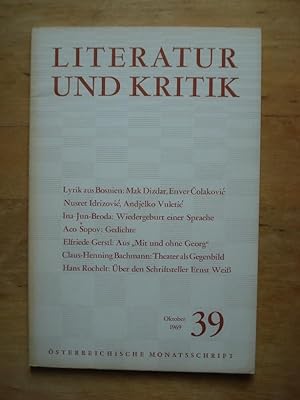 Literatur und Kritik Oktober 1969 - Nr. 39 - Österreichische Monatsschrift
