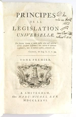 Seller image for Principes de la lgislation universelle. for sale by Antiquariat INLIBRIS Gilhofer Nfg. GmbH