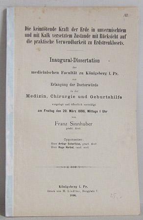 Bild des Verkufers fr Die keimttende Kraft der Erde in unvermischtem und mit Kalk versetztem Zustande mit Rcksicht auf die praktische Verwendbarkeit zu Erdstreuklosets - 1896 zum Verkauf von Verlag IL Kunst, Literatur & Antiquariat