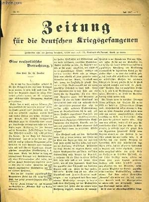 Bild des Verkufers fr BEITUNG FUR DIE DEUTSCHEN KRIEGSGEFANGENEN - N91 - JULI 1917 - TEXTE EXCLUSIVEMENT EN ALLEMAND. zum Verkauf von Le-Livre