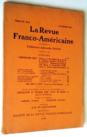 La revue franco-américaine, tome VII, no 6, 1er octobre 1911