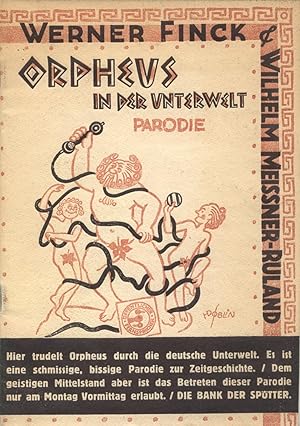 Bild des Verkufers fr Orpheus in der Unterwelt. Eine Parodie. zum Verkauf von Antiquariat Les-art