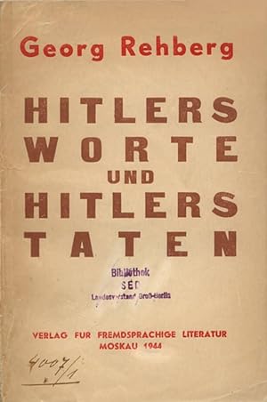 Seller image for Hitlers Worte und Hitlers Taten. for sale by Antiquariat Les-art