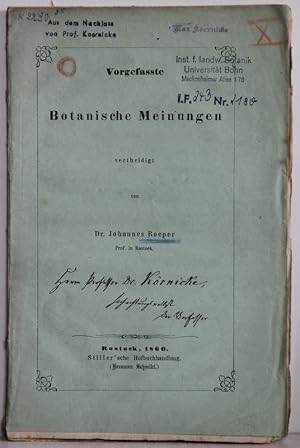 Vorgefasste Botanische Meinungen (vertheidigt von Dr. Johannes Roeper)