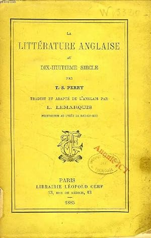 Seller image for LA LITTERATURE ANGLAISE AU DIX-HUITIEME SIECLE for sale by Le-Livre