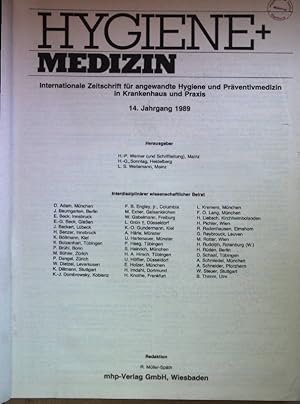 Bild des Verkufers fr Hygiene & Medizin: Internationale Zeitschrift fr angewandte Hygiene und Prventivmedizin in Krankenhaus und Praxis (KONVOLUT aus 8 Jahrgngen) - Jg. 5 (1980); 7 (1982); 8 (1983); 10 (1985) bis 14 (1989) zum Verkauf von books4less (Versandantiquariat Petra Gros GmbH & Co. KG)