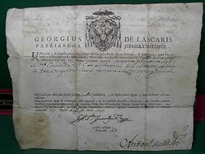 GEORGIUS DE LASCARIS - PATRIARCHA JEROSOLYMITANUS - Universis et singulis praesentes nostras litt...