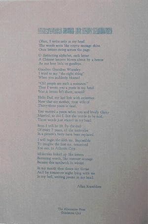 Seller image for Words Said In My Head (Poetry Broadside) for sale by Derringer Books, Member ABAA