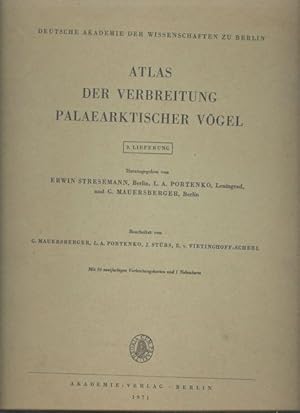Seller image for Atlas der Verbreitung Palaearktischer Vgel 3. Lieferung for sale by Windau Antiquariat