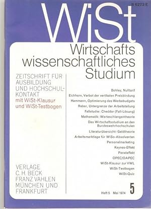WiSt Heft 5 Mai 1974 - Wirtschaftswissenschaftliches Studium Zeitschrift für Ausbildung und Hochs...