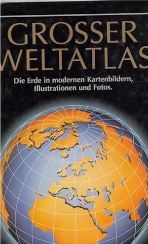 Grosser Weltatlas die Erde im modernen Kartenbildern, Illustartionen und Fotos