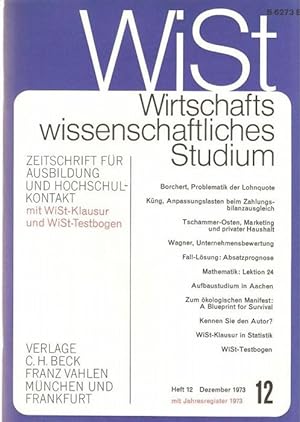 WiSt Heft 12 Dezember 1973- Wirtschaftswissenschaftliches Studium Zeitschrift für Ausbildung und ...