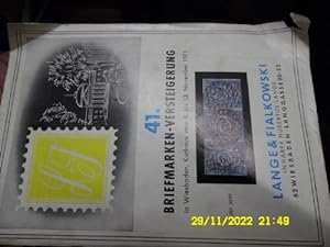 41.Briefmarken-Versteigerung in Wiesbaden , Kurhaus 8-13 November 1971 Lange § Fialkowski Inhaber...