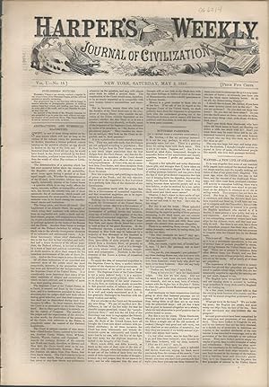 Seller image for Harper's Weekly: Journal of Civilization: Vol. 1, No. 18: May 2, 1857 for sale by Dorley House Books, Inc.