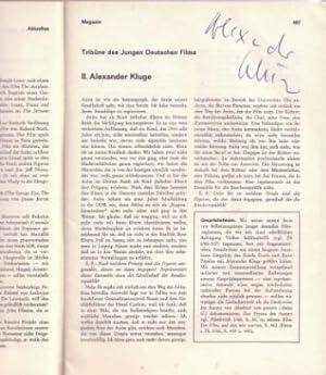KLUGE, ALEXANDER. FILMKRITIK. 10. Jahrgang 1966. Nr. 9. Artikel: Zum Selbstverständnis des Films:...