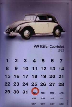 BLECHSCHILD VW KÄFER CABRIIOLET 1952. Mit Magnet- Kalender.