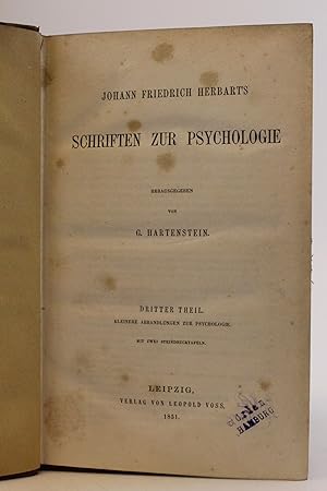 Image du vendeur pour Johann Friedrich Herbart s Schriften zur Psychologie Dritter Teil: Kleinere Abhandlungen zur Psychologie mis en vente par Antiquariat Bcherwurm