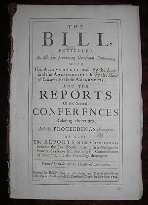 Collection of Three Bills concerning " An Act for Preventing Occasional Conformity".