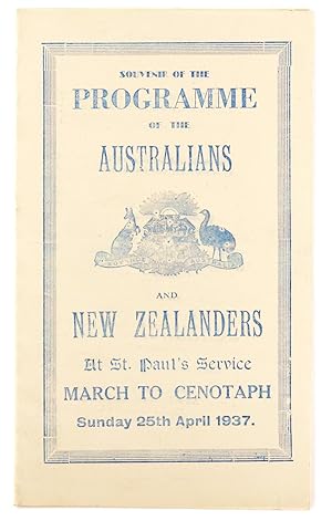 Souvenir of the Programme of the Australians and New Zealanders at St Paul's Service March to Cen...