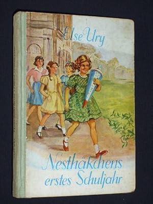 Imagen del vendedor de Nesthckchens erstes Schuljahr. Eine Geschichte fr kleine Mdchen. Neu bearbeitet von Maria Schlatter. Schutzumschlag und Textbilder von Rudolf Hengstenberg a la venta por Fast alles Theater! Antiquariat fr die darstellenden Knste