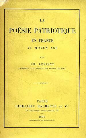 Seller image for LA POESIE PATRIOTIQUE EN FRANCE AU MOYEN AGE for sale by Le-Livre