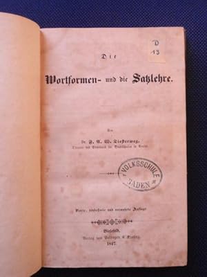 Seller image for Die Wortformen- und die Satzlehre. for sale by Antiquariat Klabund Wien