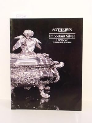 Bild des Verkufers fr Important Silver. Sale 02.06.1992, ref. `Grayfish`. zum Verkauf von Kunstantiquariat Rolf Brehmer